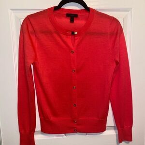 NWOT J. Crew Small Coral Pink Cardigan Long Sleeve Sweater Top Murino Wool